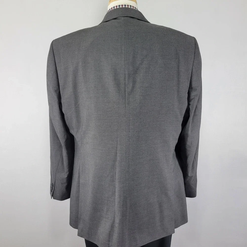 Haggar Men's Sport Coat Blazer Two‎ Button Charcoal Gray Polyester Blend 46R